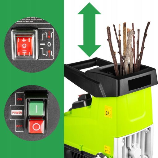 Elektromos ágaprító, 3500W, 44 mm-ig, önbehúzó, 60L zsákkal