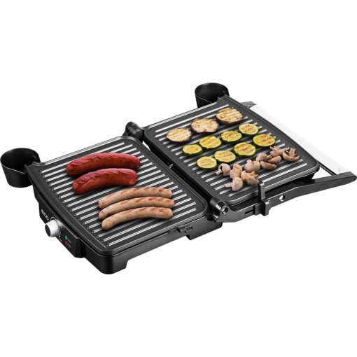 Kontaktgrill 2000W, 3 sütési mód, tapadásmentes sütőlap, nyitható, hőfokszabályzó