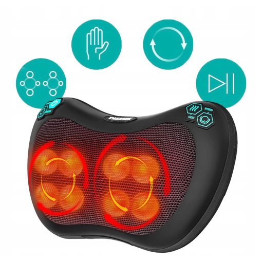 Shiatsu Masszázspárna Fűtéssel 30W – Hát, Nyak, Derék és Láb Masszírozó, 8 Pont