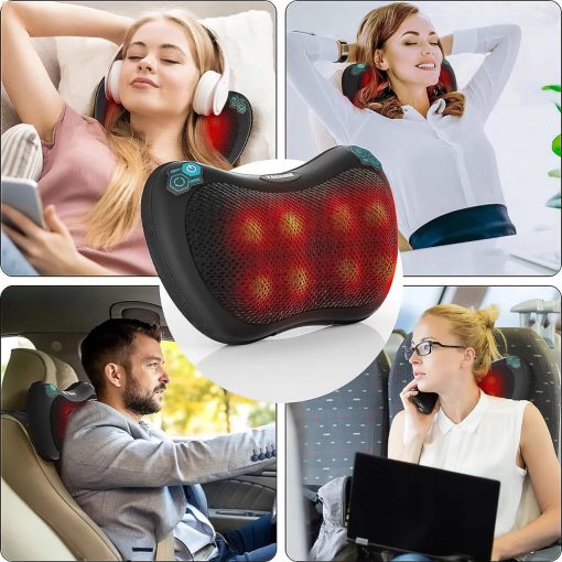 Shiatsu Masszázspárna Fűtéssel 30W – Hát, Nyak, Derék és Láb Masszírozó, 8 Pont