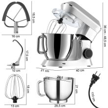 2200W Bolygómozgásos Konyhai Robotgép – Tésztadagasztó és Habverő, INOX rozsdamentes acél