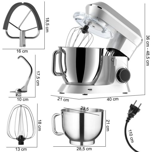 2200W Bolygómozgásos Konyhai Robotgép – Tésztadagasztó és Habverő, INOX rozsdamentes acél