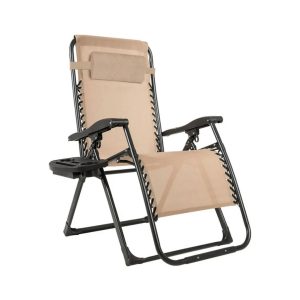   Állítható kerti nyugágy karosszék – bézs nullgravitációs szék, összecsukható