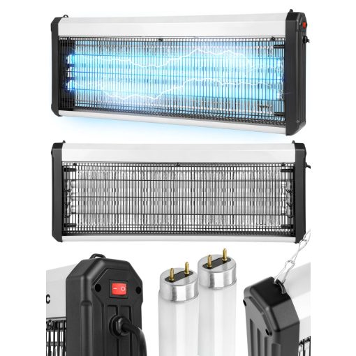 Hatékony 60W rovarcsapda UV fénnyel – 3800V, 300 m², 3x20W fénycső, felfüggeszthető
