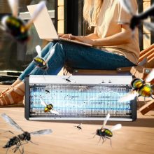 Hatékony 60W rovarcsapda UV fénnyel – 3800V, 300 m², 3x20W fénycső, felfüggeszthető