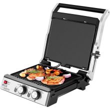 3 az 1-ben kontaktgrill és gofrisütő tapadásmentes lapos, grill és gofri sütőlappal, dupla termosztát, 2000W