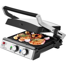 3 az 1-ben kontaktgrill és gofrisütő tapadásmentes lapos, grill és gofri sütőlappal, dupla termosztát, 2000W