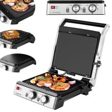 3 az 1-ben kontaktgrill és gofrisütő tapadásmentes lapos, grill és gofri sütőlappal, dupla termosztát, 2000W