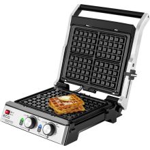 3 az 1-ben kontaktgrill és gofrisütő tapadásmentes lapos, grill és gofri sütőlappal, dupla termosztát, 2000W
