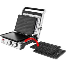 3 az 1-ben kontaktgrill és gofrisütő tapadásmentes lapos, grill és gofri sütőlappal, dupla termosztát, 2000W