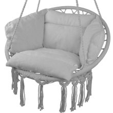 Függő kerti Makramé Brazil szék párnákkal szürke színű