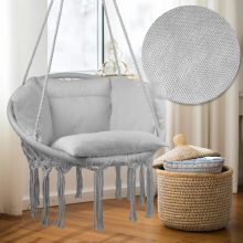 Függő kerti Makramé Brazil szék párnákkal szürke színű