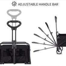 Összecsukható kerti strandkocsi masszív, nagy teherbírással, minden terep fekete