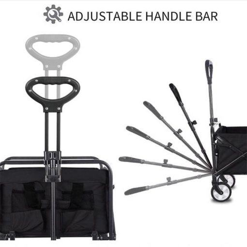 Összecsukható kerti strandkocsi masszív, nagy teherbírással, minden terep fekete