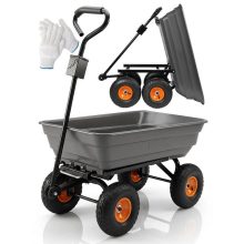 Kerti szállítókocsi 300 kg, 75 L, billenős, felfújható kerekek, vontatható