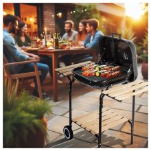 Faszenes kerti grill fújtatóval stabil szerkezet, levegőszabályozás, sütéshez