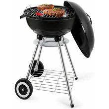 Grill Master faszenes kerti grill fedéllel - mobil, kerekes kivitel, extra tárolópolccal