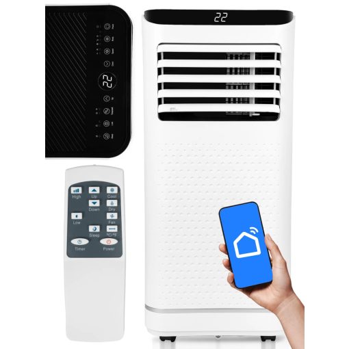 Mobilklíma 2,6kW teljesítmény, WiFi, LED panel, páramentesítő funkcióval (22L/24h), 3 az 1-ben