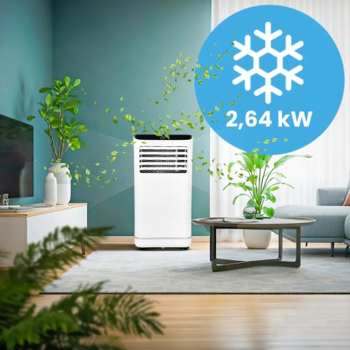 Mobilklíma 2,6kW teljesítmény, WiFi, LED panel, páramentesítő funkcióval (22L/24h), 3 az 1-ben