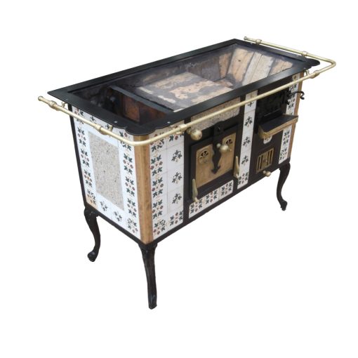 Pannónia Magyar Népi Csempeburkolatos Antik Sparhelt – Időtálló, Ritka és Egyedi Kézműves Remekmű a Hagyományok Jegyében