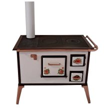 Antik rózsás sparhelt korláttal - 1950-es évek, rózsa tűzzománcos ajtó, garanciával