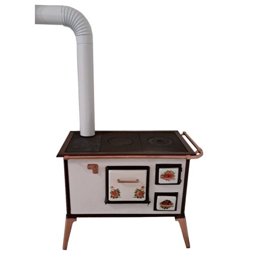 Antik rózsás sparhelt korláttal - 1950-es évek, rózsa tűzzománcos ajtó, garanciával