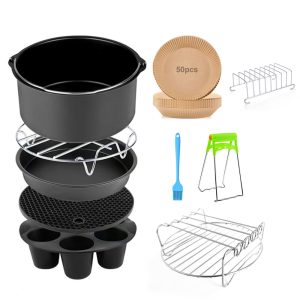   10 részes univerzális air fryer tartozékkészlet, sütéshez, grillezéshez, tálaláshoz