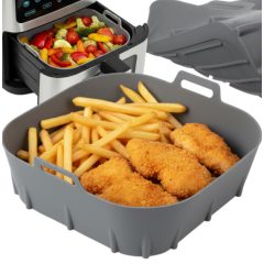   Szilikon Air Fryer Betét 20x20 cm, Tapadásmentes, Újrafelhasználható, Mosogatógépben Mosható