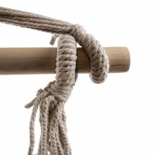 Brazil stílusú pamut függőfotel bézs színben, 2 párnával – 120 kg teherbírás