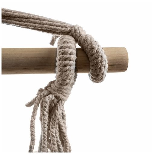 Brazil stílusú pamut függőfotel bézs színben, 2 párnával – 120 kg teherbírás