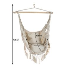 Brazil stílusú pamut függőfotel bézs színben, 2 párnával – 120 kg teherbírás