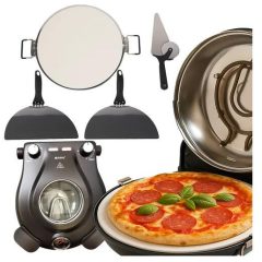   1200W Elektromos Pizza Sütő 420°C Kerámia Kővel, 30 cm, Időzítővel és Légkeringetéssel
