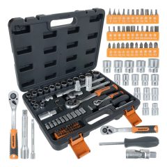   72 Részes Racsnis Dugókulcs Szett 1/4" + 1/2" – Króm-Vanádium Szerszámkészlet