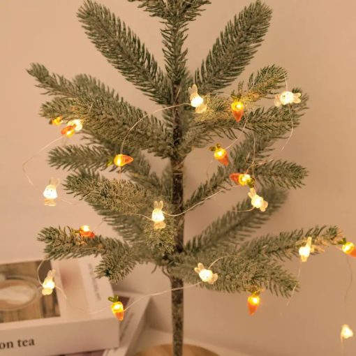 Tavaszi fényfüzér nyuszi répával, elemes, 30 led