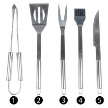 Barbecue evőeszközök fogantyús tokban 5 db