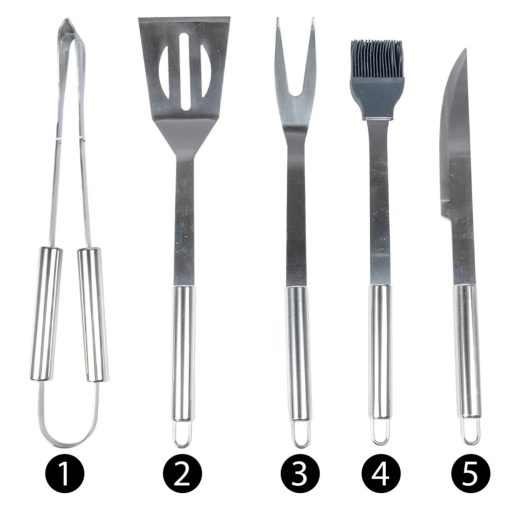 Barbecue evőeszközök fogantyús tokban 5 db