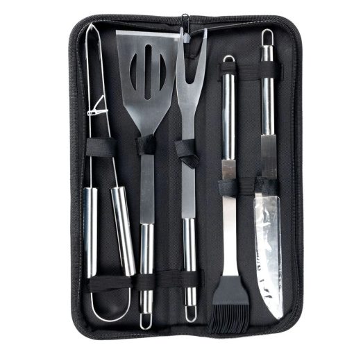 Barbecue evőeszközök fogantyús tokban 5 db