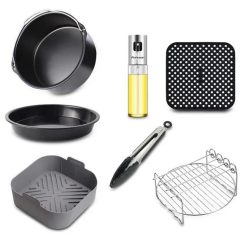   Air fryer tartozék szett 7 részes, univerzális, olaj nélküli sütéshez, praktikus kiegészítőkkel