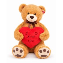 Óriás plüss maci szívvel 100 cm, puha ölelhető mackó szívvel, Valentin-napi ajándék