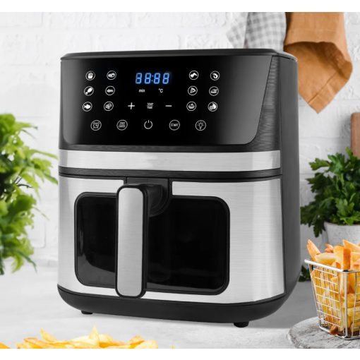 Forrólevegős fritőz 1800W - 7 liter, digitális, ablakos, 12 programmal