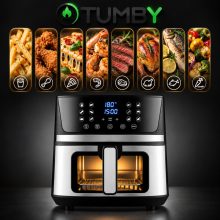 Forrólevegős fritőz 1800W - 7 liter, digitális, ablakos, 12 programmal