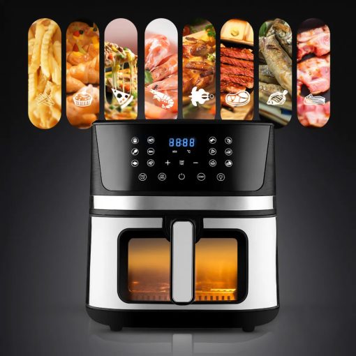 Forrólevegős fritőz 1800W - 7 liter, digitális, ablakos, 12 programmal