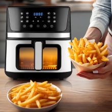 Forrólevegős fritőz 1800W - 7 liter, digitális, ablakos, 12 programmal