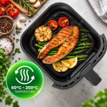 Forrólevegős fritőz 1800W - 7 liter, digitális, ablakos, 12 programmal
