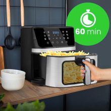Forrólevegős fritőz 1800W - 7 liter, digitális, ablakos, 12 programmal