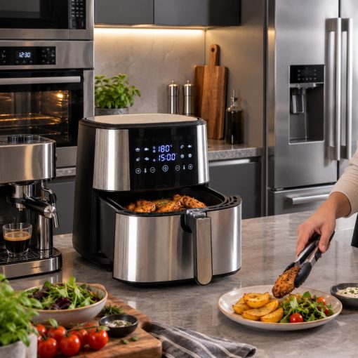 8 L-es Okos Air Fryer 1800W Tumby olaj nélküli forró levegős fritőz digitális kijelzővel, rozsdamentes acél burkolattal