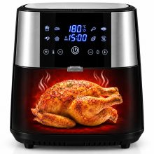 8 L-es Air Fryer 1800W kivehető kosaras, Tumby olaj nélküli forró levegős fritőz digitális kijelzővel, rozsdamentes acél burkolattal
