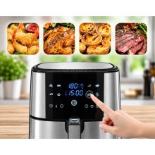 8 L-es Air Fryer 1800W kivehető kosaras, Tumby olaj nélküli forró levegős fritőz digitális kijelzővel, rozsdamentes acél burkolattal