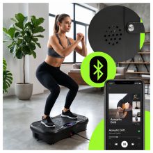 Vibrációs Tréner Platform 150 W – 150 kg Terhelhetőség, Bluetooth Hangszóró, Távirányító, 5 Program
