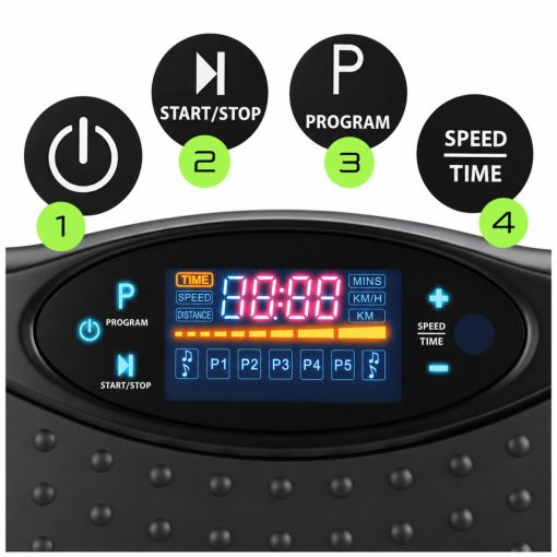 Vibrációs Tréner Platform 150 W – 150 kg Terhelhetőség, Bluetooth Hangszóró, Távirányító, 5 Program